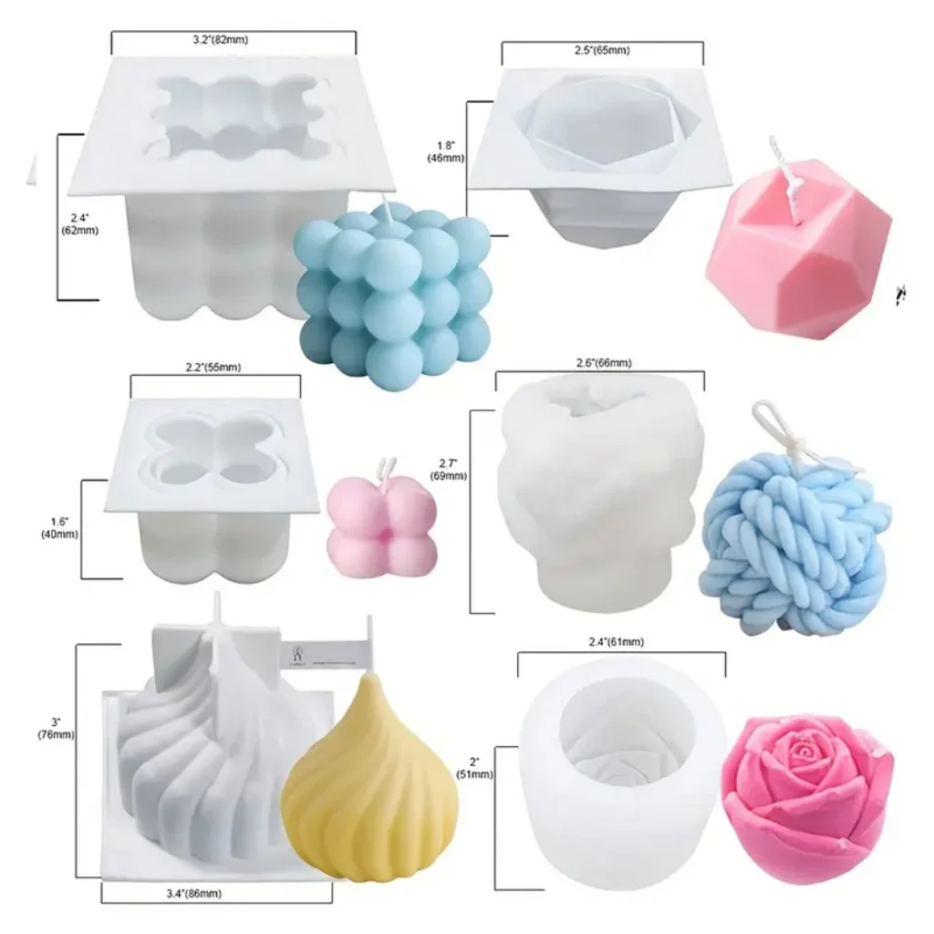 Szczegółowe wymiary silikonowych foremek do świec