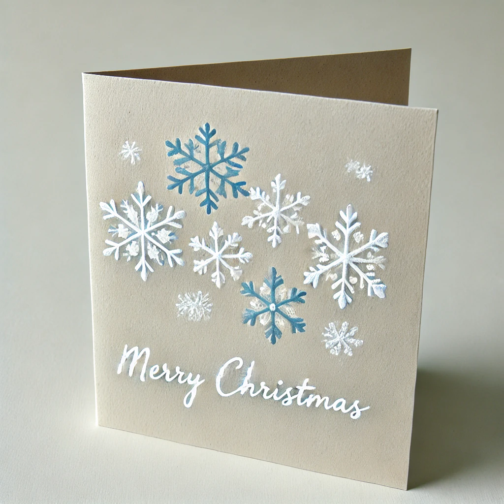 Minimalistyczna kartka z ręcznie malowanymi śnieżkami