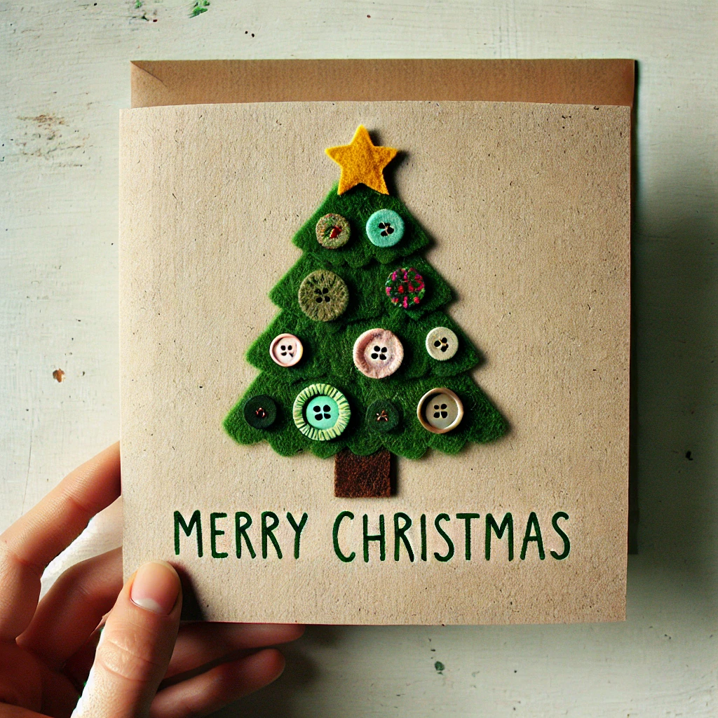 Kartka z motywem choinki z filcu DIY
